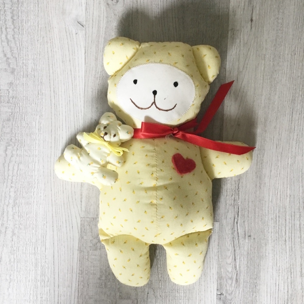 Vintage The Country Store Yellow Bear With Mini Bear Solvang Patch Dot Pourri